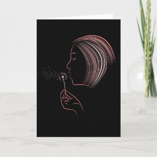 Tarjeta de saludo de Dandelion con brillo chica