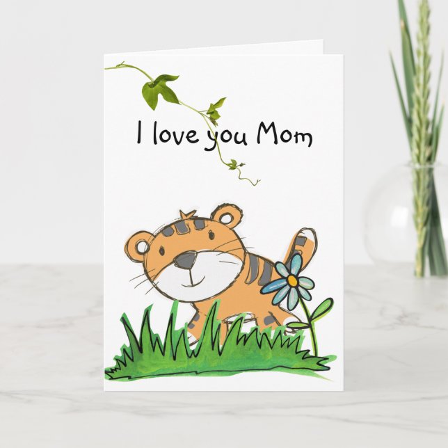 tarjeta de saludo de Día de la Madre infantil (Anverso)