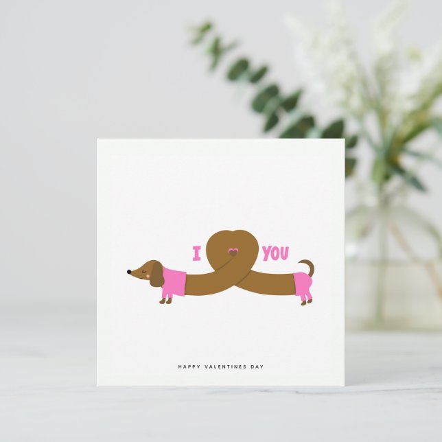 Tarjeta de saludo de Día de San Valentín de perro  (Anverso de pie)