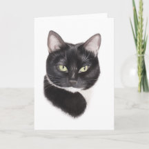 Tarjeta de saludo de dibujo de gato negro