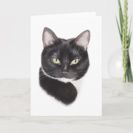 Tarjeta de saludo de dibujo de gato negro