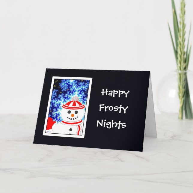 Tarjeta De Saludo De Diseño Noche De FROSTY Snowma (Anverso)