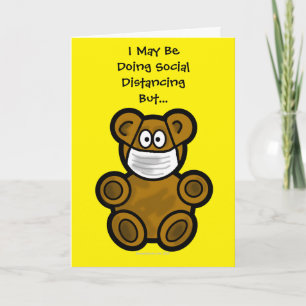 Tarjeta de saludo de Distancia Social Teddy Bear