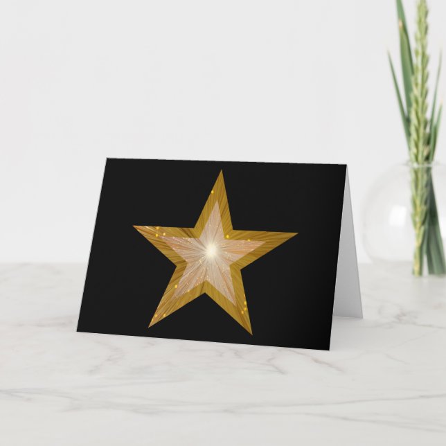 Tarjeta de saludo de dos tonos Gold Star negro (Anverso)