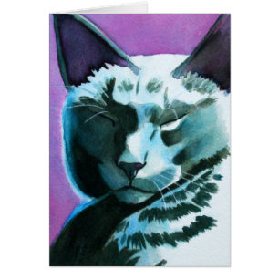 Tarjeta de saludo de Dozing Cat Black