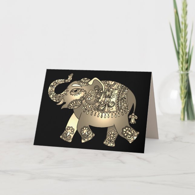 tarjeta de saludo de elefante ornamental (Anverso)