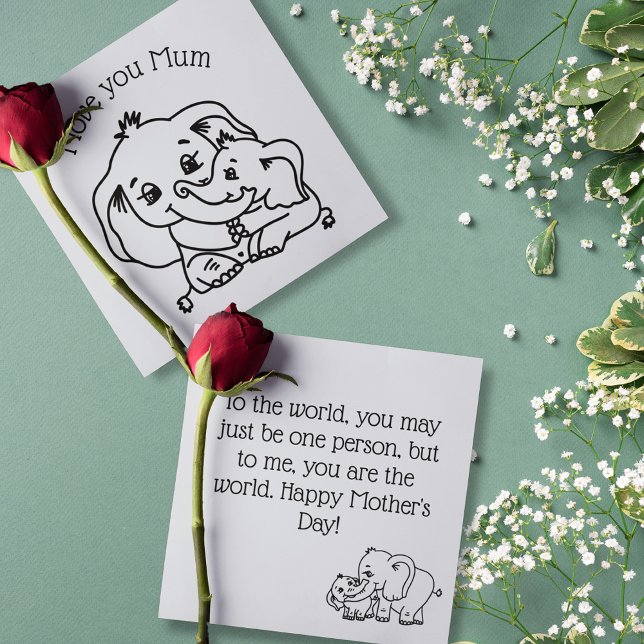 Tarjeta de saludo de Elephant Mamá & Me Mother's D (Elephant Mum & Me Mother's Day greeting card)