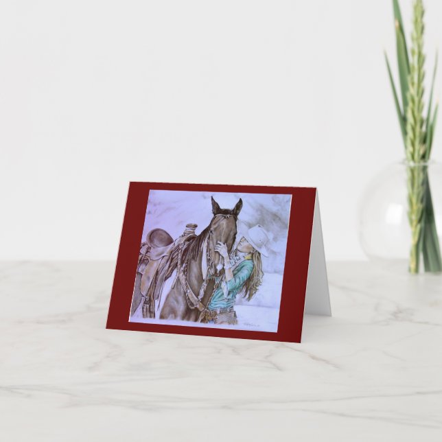 Tarjeta de saludo de ensueño de Cowgirl (Anverso)