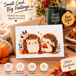 Tarjeta de saludo de Erizo de Otoño Adorable – Whi