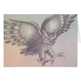 Tarjeta de saludo de esbozo de acuarela "Owl"
