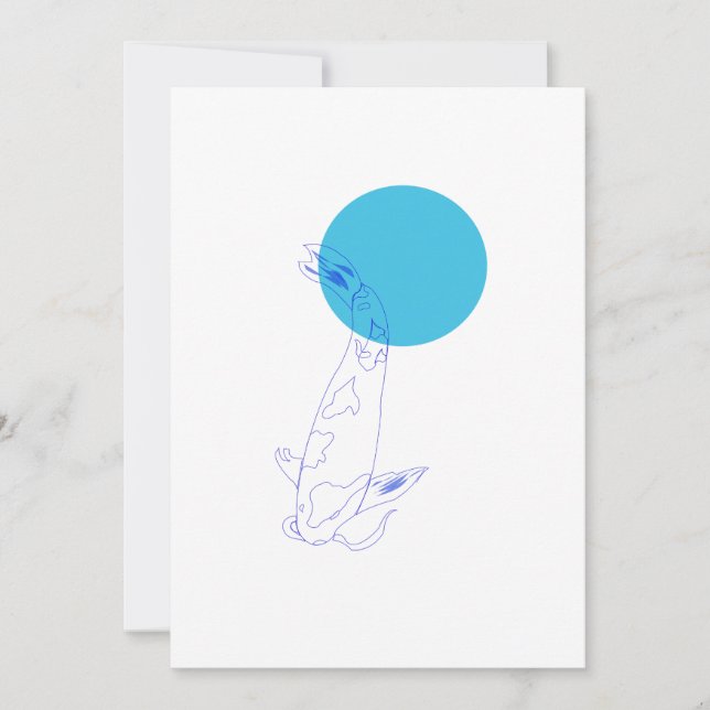 Tarjeta de saludo de estilo minimo de pescado Koi (Anverso)