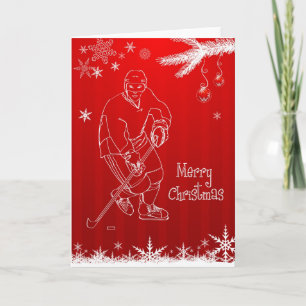Tarjeta de saludo de Feliz Navidad Hockey Hockey s