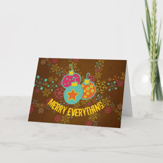 Tarjeta de saludo de feriado de Merry Everything O (Anverso)
