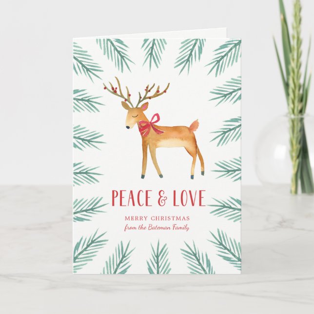Tarjeta de saludo de feriado de navidades Deer (Anverso)