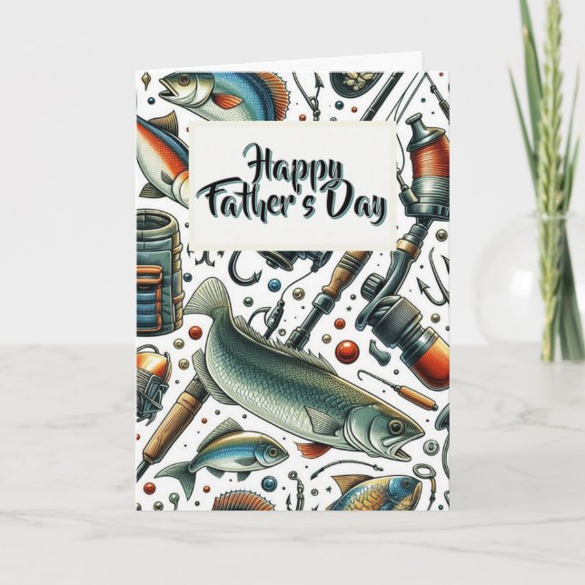 Tarjeta de saludo de feriado de pesca del Día del  (Anverso)