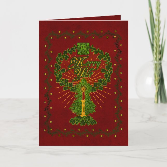 Tarjeta de saludo de feriado "Merry Yule" (Anverso)