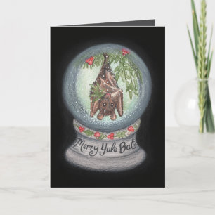 Tarjeta de saludo de feriado Merry Yule Bat