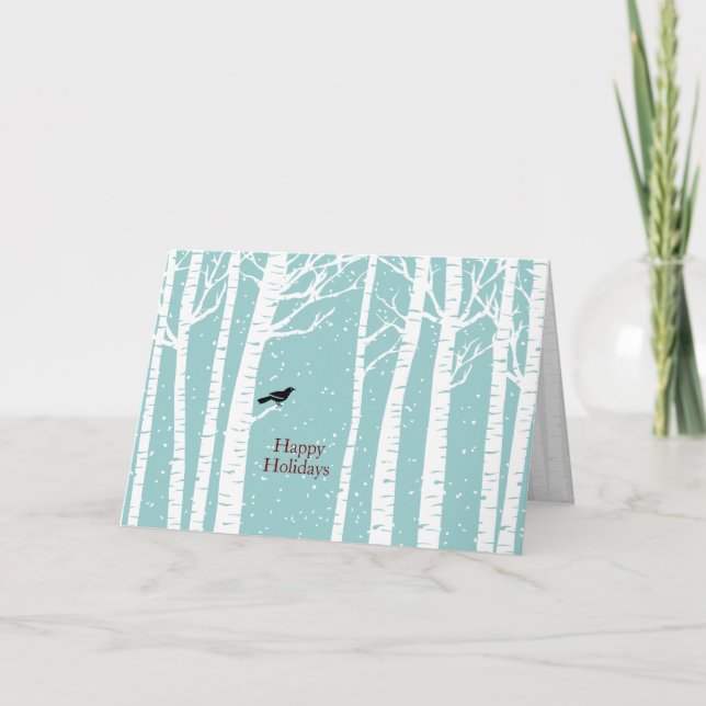 Tarjeta de saludo de feriado para Navidades Birch  (Anverso)