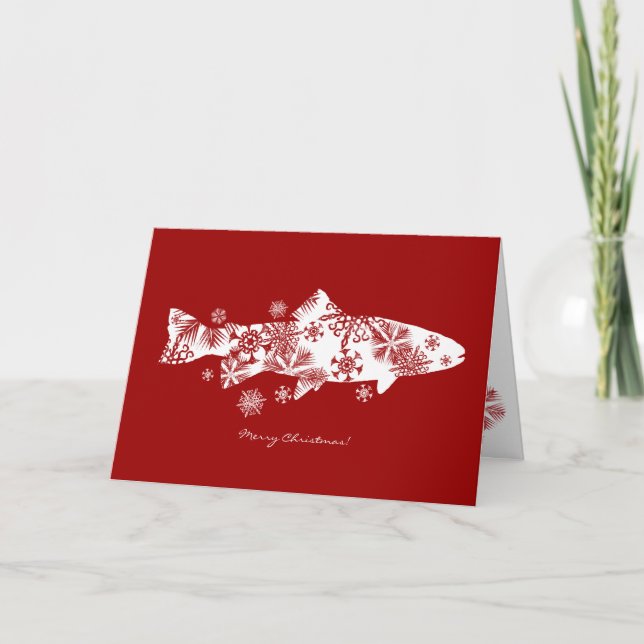 Tarjeta de saludo de feriado para peces de copas d (Anverso)