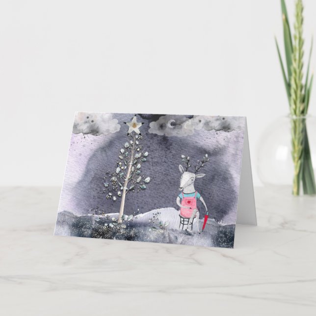 Tarjeta de saludo de feriado para renos (Anverso)