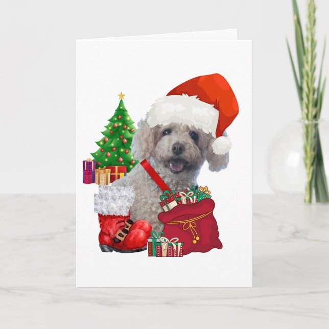 Tarjeta de saludo de Ferry Christmas Poodle (Anverso)