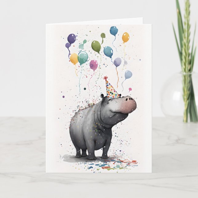 Tarjeta de saludo de Fiesta Hippo (Anverso)