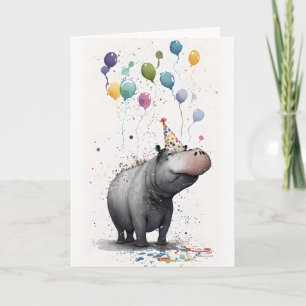 Tarjeta de saludo de Fiesta Hippo