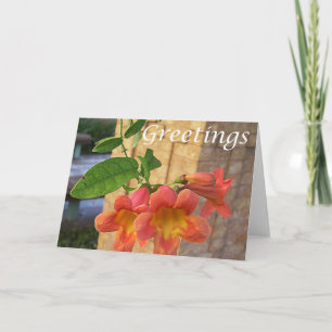 Tarjeta de saludo de flor de embudo