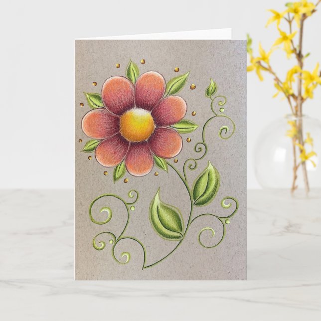 Tarjeta de saludo de flor de primavera (flor amarilla)