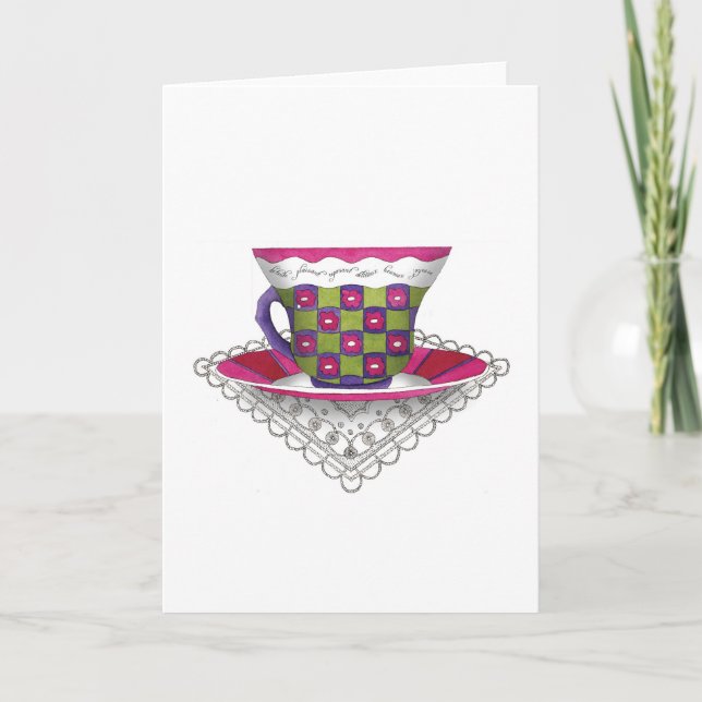 Tarjeta de saludo de Flor Teacup (Anverso)