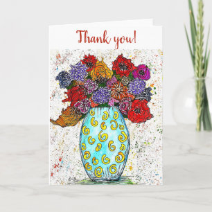 Tarjeta de saludo de flores de colores