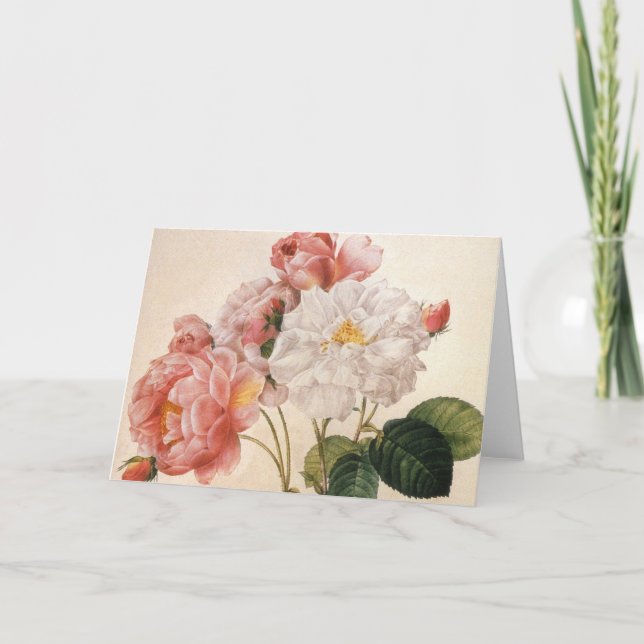 Tarjeta de saludo de flores de estilo Art Rosa Vin (Anverso)