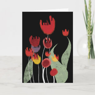 Tarjeta de saludo de flores de papel nocturno de m