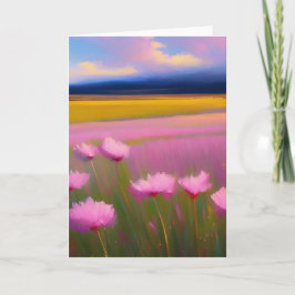 Tarjeta de saludo de flores rosadas de bonito