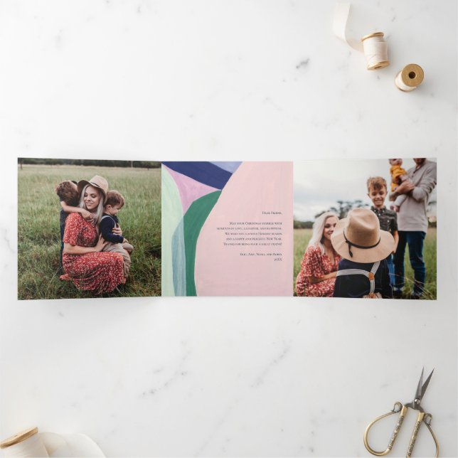 Tarjeta de saludo de fotos de feriado de Navidades (Interior)