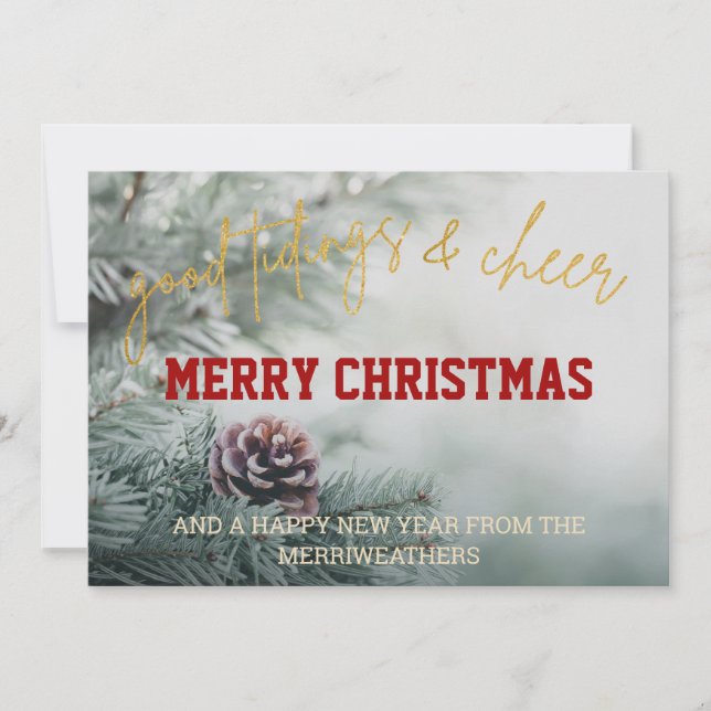 Tarjeta de saludo de fotos de Navidades de guión d (Anverso)