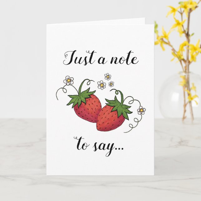 Tarjeta de saludo de fresas (flor amarilla)