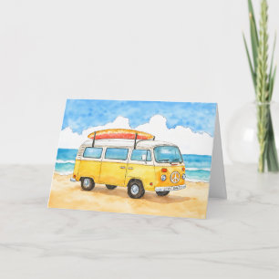 Tarjeta de saludo de furgoneta de surfista Stay Sa