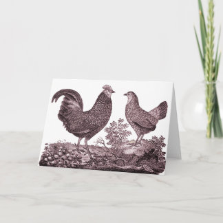 Tarjeta de saludo de gallo y pollo