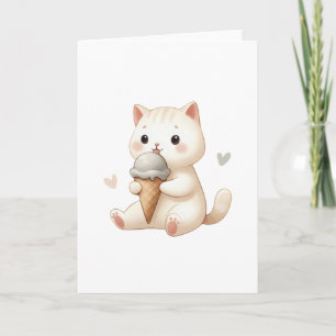 Tarjeta de saludo de gatito dulce y dulce para cua