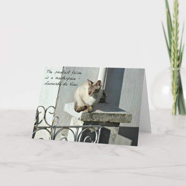 Tarjeta de saludo de gato con cotización (Anverso)