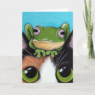 Tarjeta de saludo de Gato Cute Frog and Tortoisesh