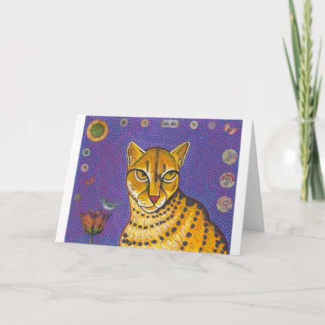 Tarjeta de saludo de gato dorado africana (Anverso)