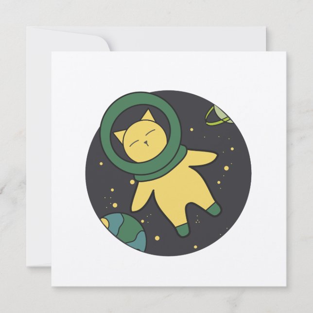 Tarjeta de saludo de gato espacial todas las ocasi (Anverso)
