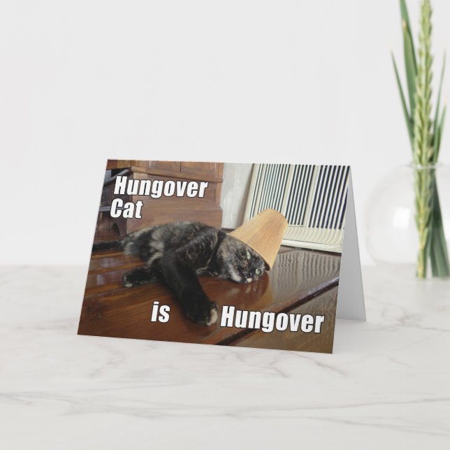 Tarjeta de saludo de Gato Hungover Tortoiseshell (Anverso)