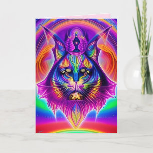 tarjeta de saludo de gato místico