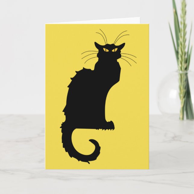 Tarjeta de saludo de gato negro Art Nouveau (Anverso)