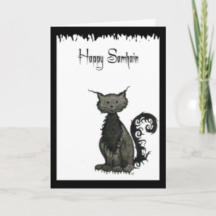 Tarjeta de saludo de gato Samhain
