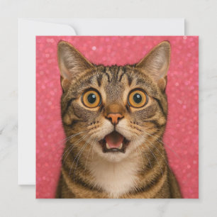Tarjeta de saludo de gato sorprendido.