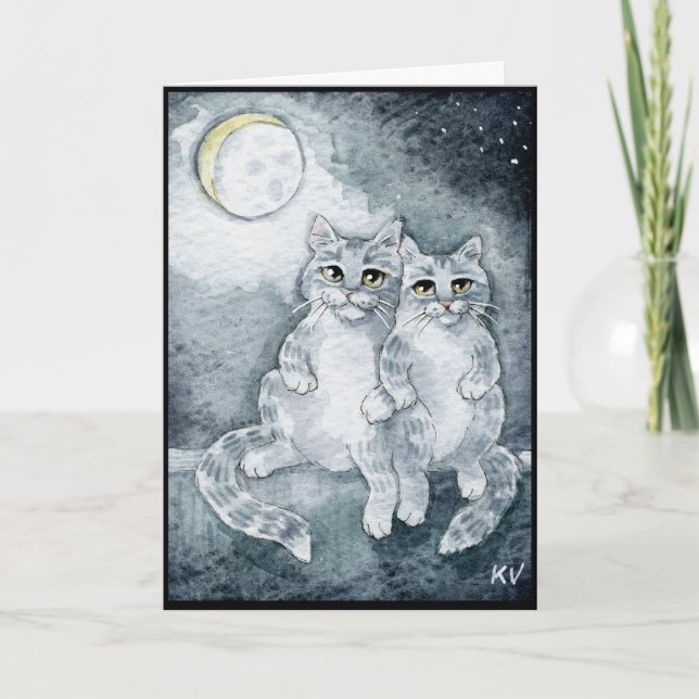 Tarjeta de saludo de gatos con amor (Anverso)